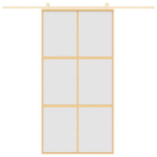 Vidaxl schuifdeur 102,5x205 cm mat esg-glas en aluminium goudkleurig