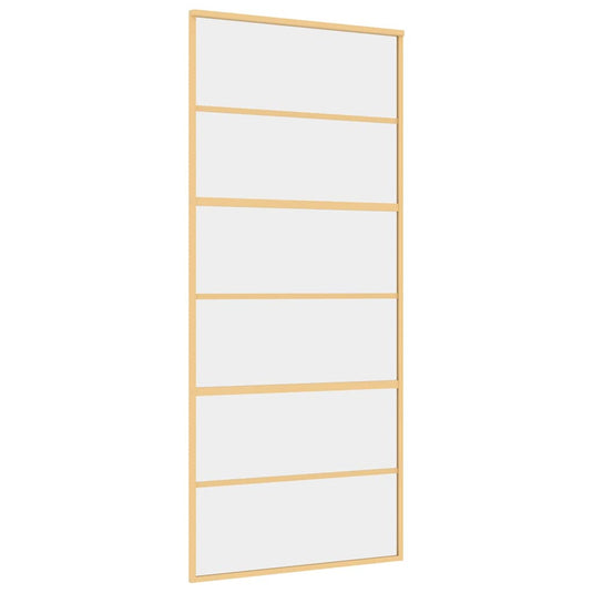 Vidaxl schuifdeur 90x205 cm helder esg-glas en aluminium goudkleurig