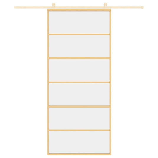 Vidaxl schuifdeur 90x205 cm helder esg-glas en aluminium goudkleurig