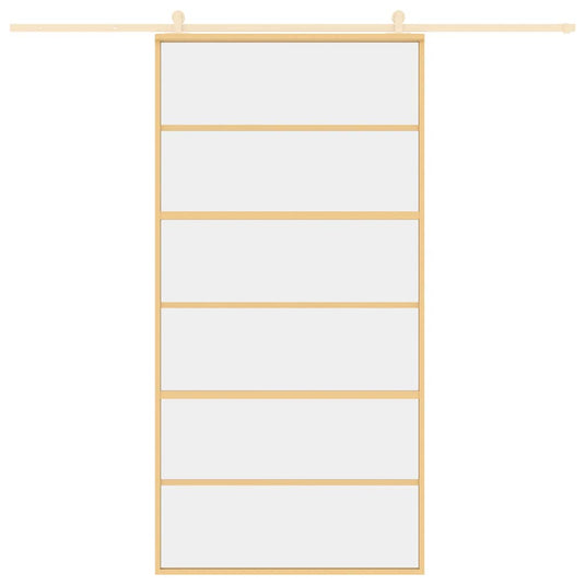 Vidaxl schuifdeur 102,5x205 cm helder esg-glas en aluminium goudkleur