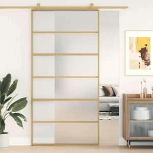 Vidaxl schuifdeur 102,5x205 cm mat esg-glas en aluminium goudkleurig