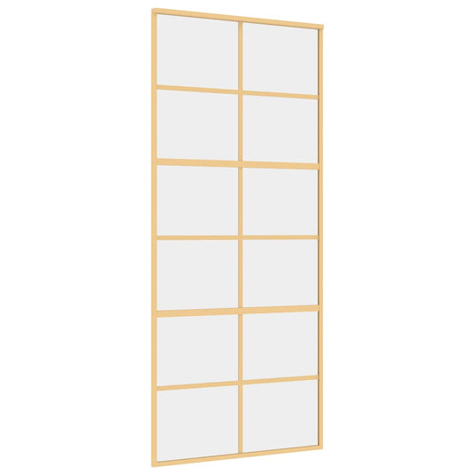 Vidaxl schuifdeur 90x205 cm helder esg-glas en aluminium goudkleurig