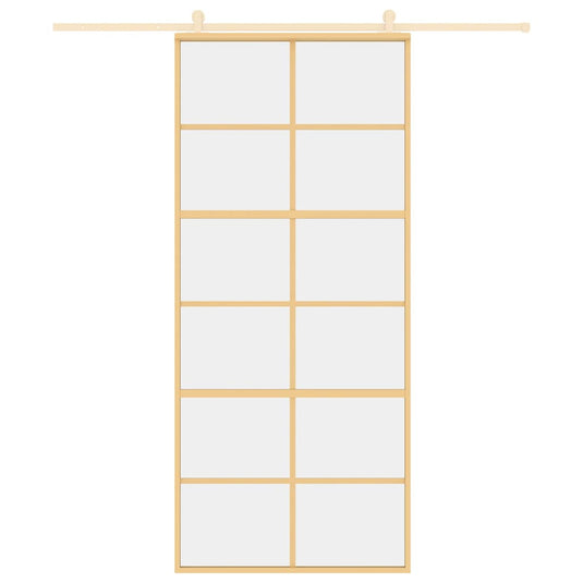 Vidaxl schuifdeur 90x205 cm helder esg-glas en aluminium goudkleurig