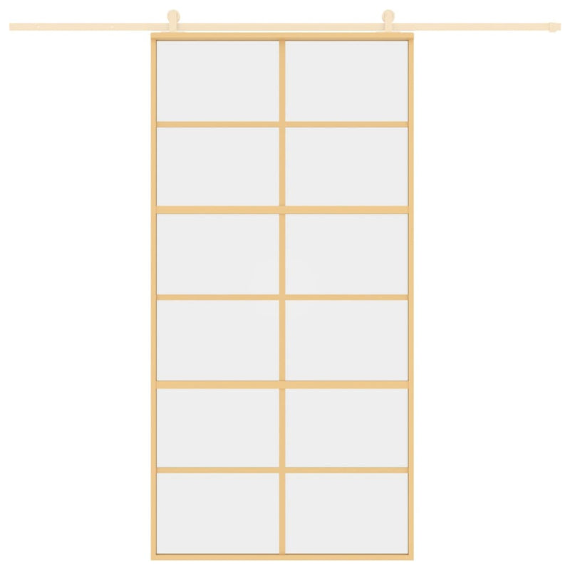 Load image into Gallery viewer, VidaXL Schuifdeur 102,5x205 cm helder ESG-glas en aluminium goudkleur
