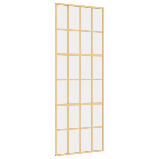 Vidaxl schuifdeur 76x205 cm helder esg-glas en aluminium goudkleurig