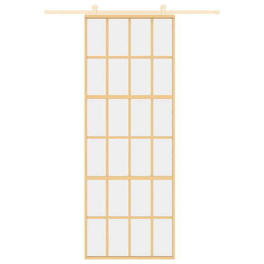 Vidaxl schuifdeur 76x205 cm helder esg-glas en aluminium goudkleurig