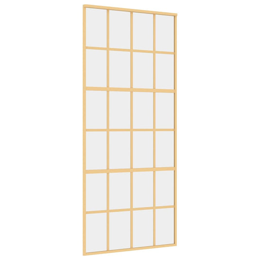 Vidaxl schuifdeur 90x205 cm helder esg-glas en aluminium goudkleurig