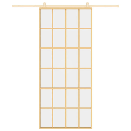 Vidaxl schuifdeur 90x205 cm helder esg-glas en aluminium goudkleurig