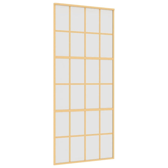 Vidaxl schuifdeur 90x205 cm mat esg-glas en aluminium goudkleurig