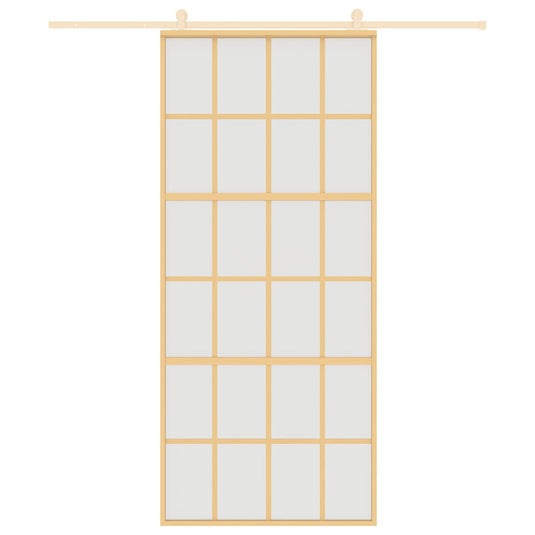 Vidaxl schuifdeur 90x205 cm mat esg-glas en aluminium goudkleurig