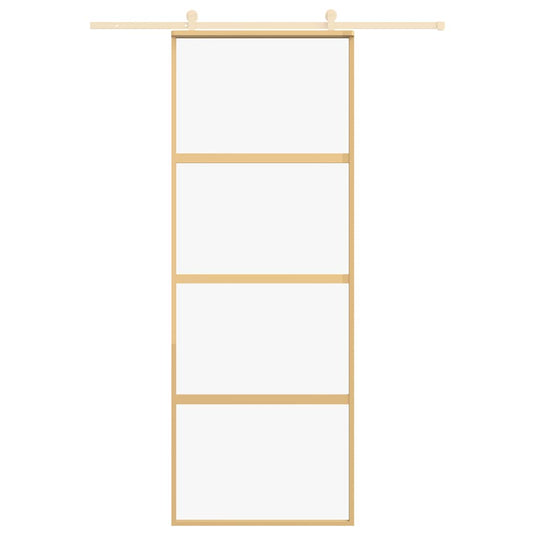 Vidaxl schuifdeur 76x205 cm helder esg-glas en aluminium goudkleurig
