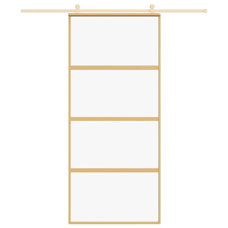 Load image into Gallery viewer, Vidaxl schuifdeur 90x205 cm helder esg-glas en aluminium goudkleurig
