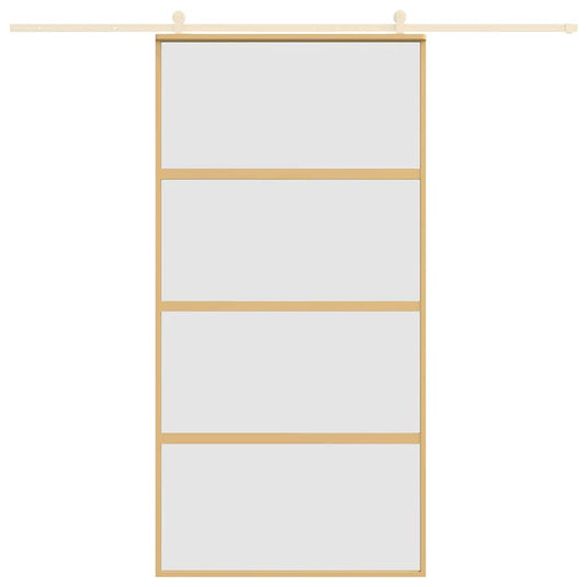 Vidaxl schuifdeur 102,5x205 cm mat esg-glas en aluminium goudkleurig