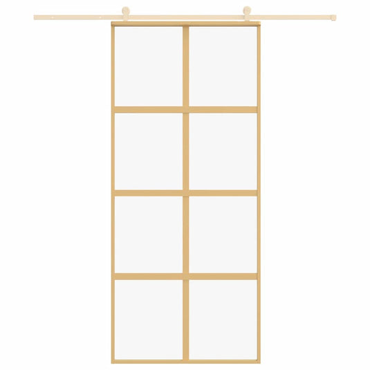 Vidaxl schuifdeur 90x205 cm helder esg-glas en aluminium goudkleurig