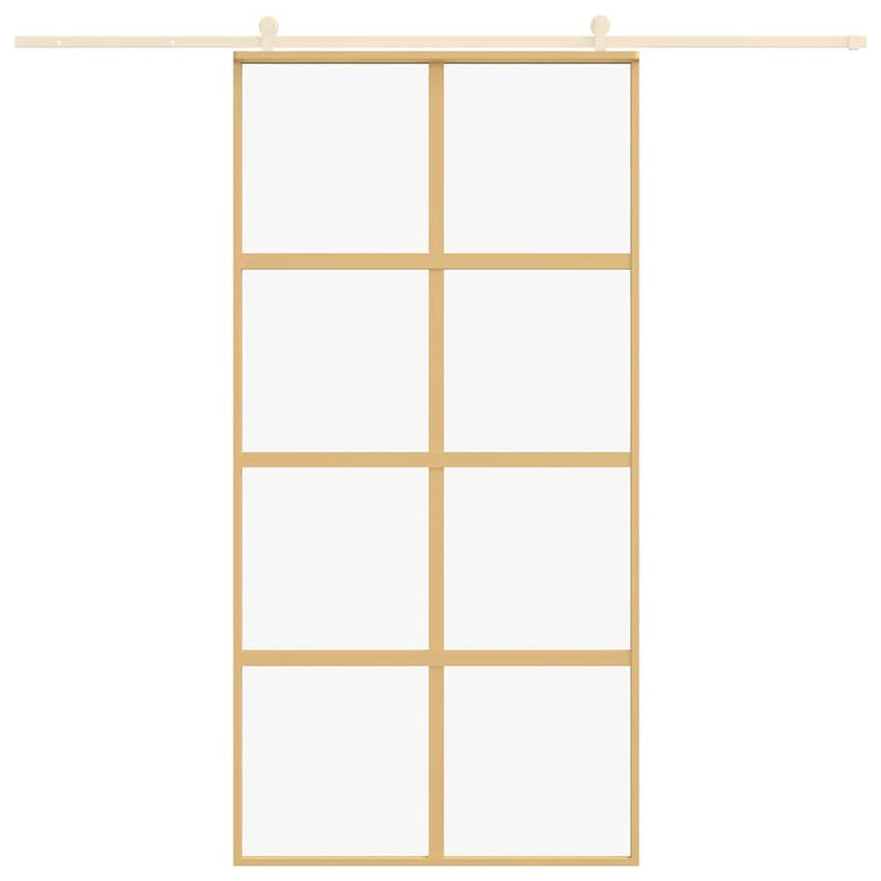 Load image into Gallery viewer, Vidaxl schuifdeur 102,5x205 cm helder esg-glas en aluminium goudkleur
