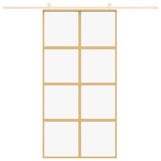Vidaxl schuifdeur 102,5x205 cm helder esg-glas en aluminium goudkleur