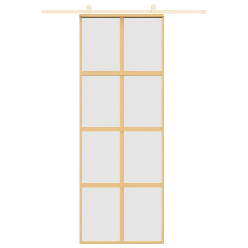 Load image into Gallery viewer, Vidaxl schuifdeur 76x205 cm mat esg-glas en aluminium goudkleurig
