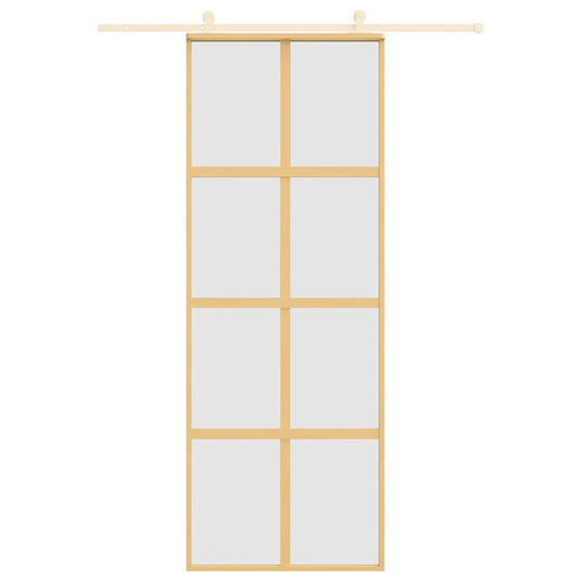 Vidaxl schuifdeur 76x205 cm mat esg-glas en aluminium goudkleurig