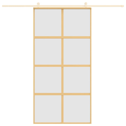 Vidaxl schuifdeur 102,5x205 cm mat esg-glas en aluminium goudkleurig