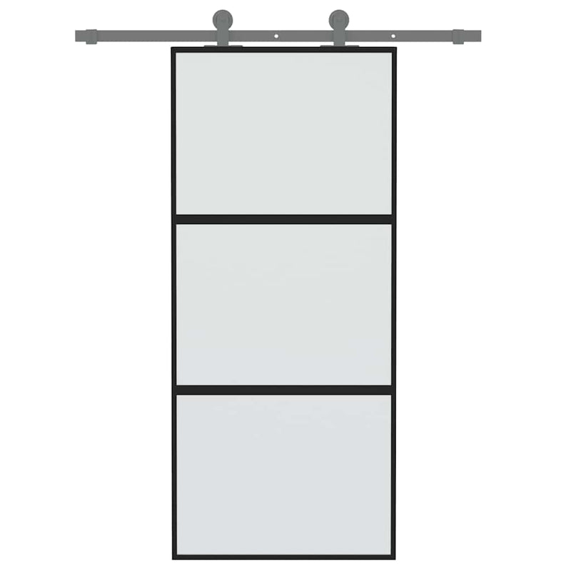 Load image into Gallery viewer, Vidaxl schuifdeur 90x205 cm gehard glas en aluminium zwart
