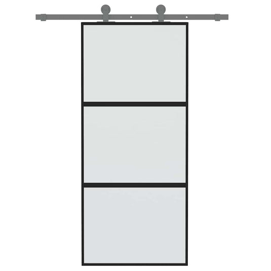 Vidaxl schuifdeur 90x205 cm gehard glas en aluminium zwart