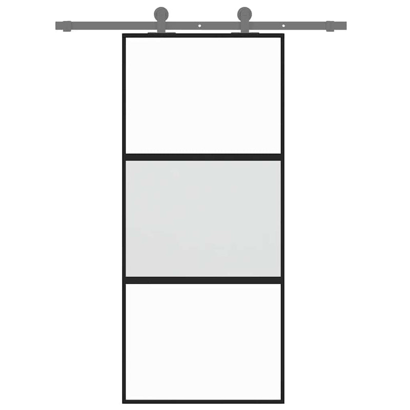 Load image into Gallery viewer, Vidaxl schuifdeur 90x205 cm gehard glas en aluminium zwart
