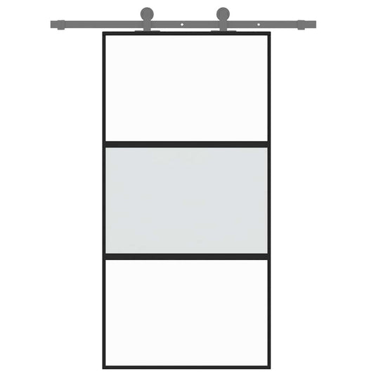 Vidaxl schuifdeur 102,5x205 cm gehard glas en aluminium zwart