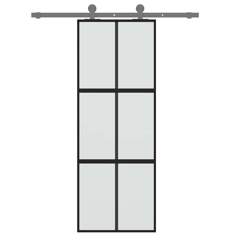 Afbeelding laden in galerijviewer, Vidaxl schuifdeur 76x205 cm gehard glas en aluminium zwart
