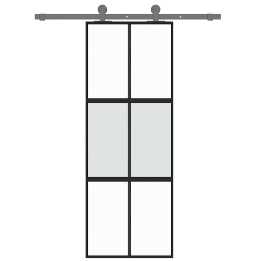 Vidaxl schuifdeur 76x205 cm gehard glas en aluminium zwart