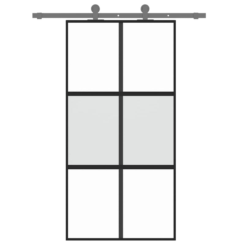 Afbeelding laden in galerijviewer, Vidaxl schuifdeur 102,5x205 cm gehard glas en aluminium zwart
