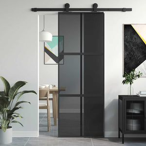 Vidaxl schuifdeur 76x205 cm gehard glas en aluminium zwart
