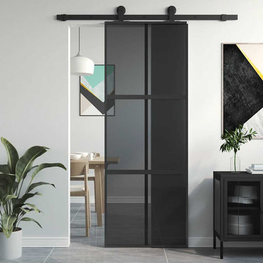 Vidaxl schuifdeur 76x205 cm gehard glas en aluminium zwart