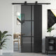 Vidaxl schuifdeur 90x205 cm gehard glas en aluminium zwart