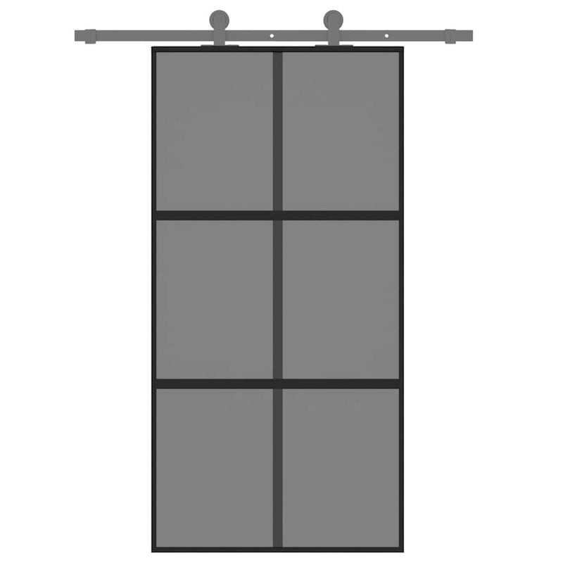Afbeelding laden in galerijviewer, Vidaxl schuifdeur 102,5x205 cm gehard glas en aluminium zwart
