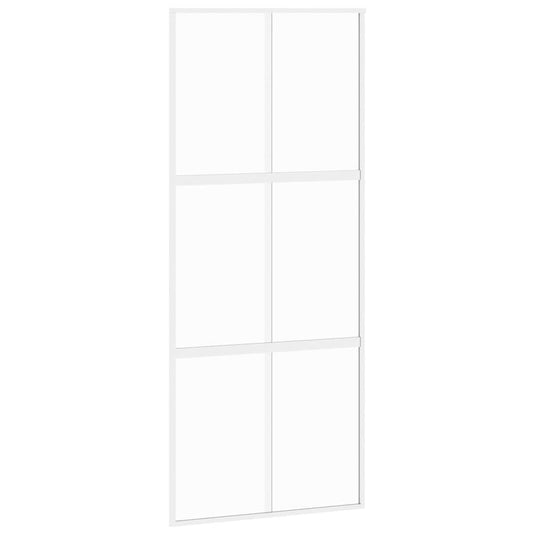 Vidaxl schuifdeur 90x205 cm gehard glas en aluminium wit
