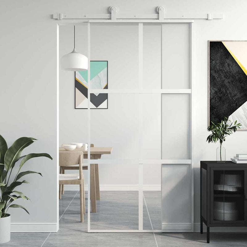 Load image into Gallery viewer, Vidaxl schuifdeur 102,5x205 cm gehard glas en aluminium wit
