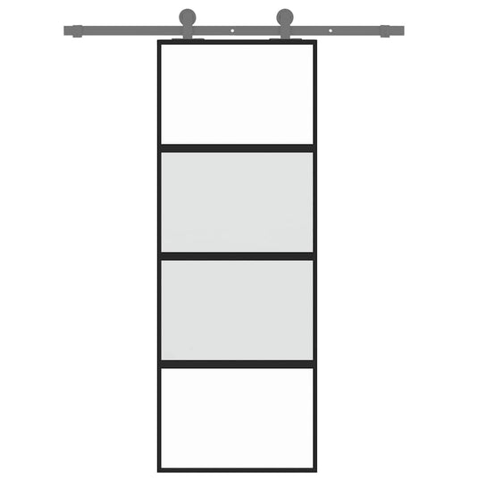 Vidaxl schuifdeur 76x205 cm gehard glas en aluminium zwart