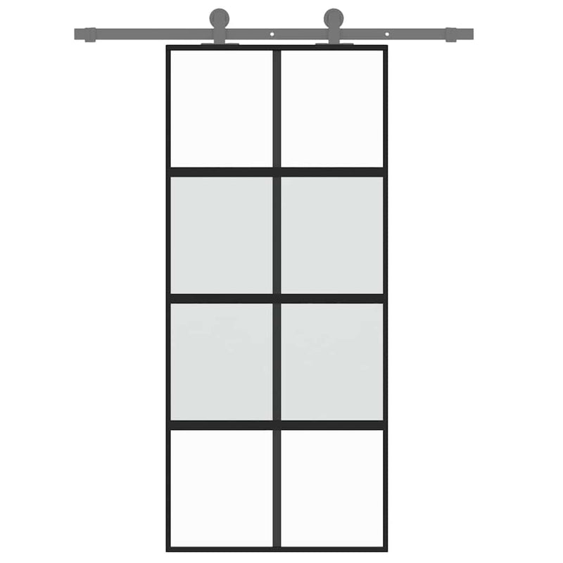 Load image into Gallery viewer, Vidaxl schuifdeur 90x205 cm gehard glas en aluminium zwart
