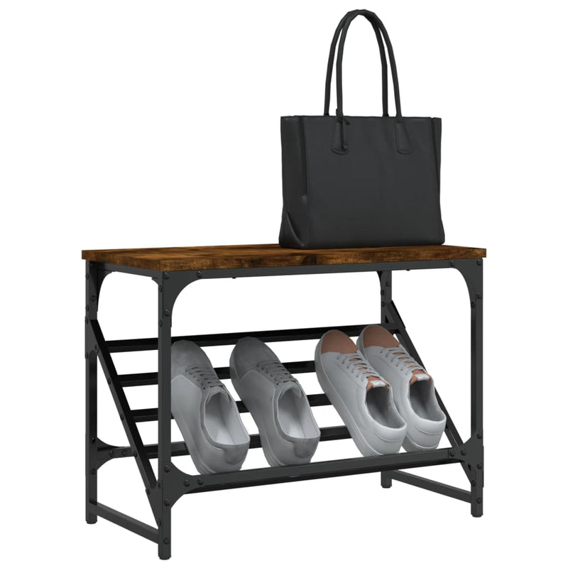 Load image into Gallery viewer, Vidaxl schoenenrek 60x30x45 cm bewerkt hout gerookt eikenkleurig
