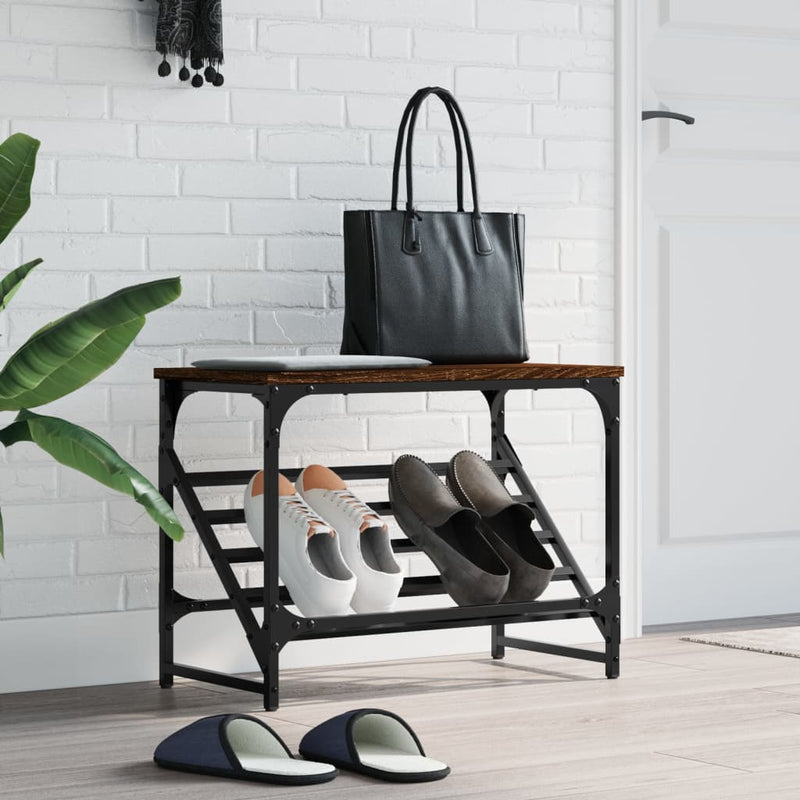 Load image into Gallery viewer, Vidaxl schoenenrek 60x30x45 cm bewerkt hout bruin eikenkleur
