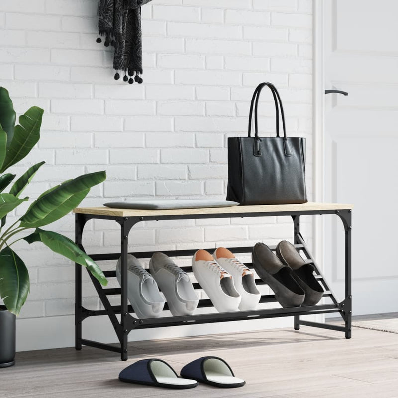 Afbeelding laden in galerijviewer, Vidaxl schoenenrek 90x30x45 cm bewerkt hout sonoma eikenkleurig
