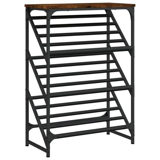 Vidaxl schoenenrek 60x30x85 cm bewerkt hout gerookt eikenkleurig