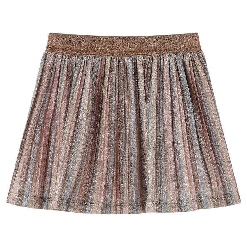 Load image into Gallery viewer, VidaXL Kinderrokje geplooid met glitters 128 bruin en roze
