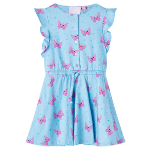 Vidaxl kinderjurk met knopen zonder mouwen 128 blauw