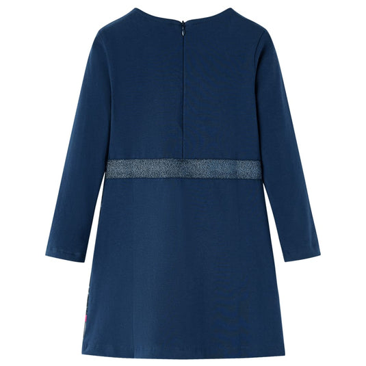 Vidaxl kinderjurk met lange mouwen 128 marineblauw