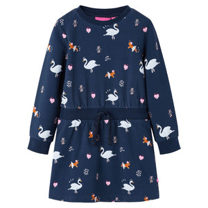 Vidaxl kinderjurk met lange mouwen 104 marineblauw