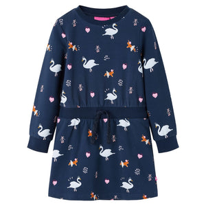 Vidaxl kinderjurk met lange mouwen 128 marineblauw