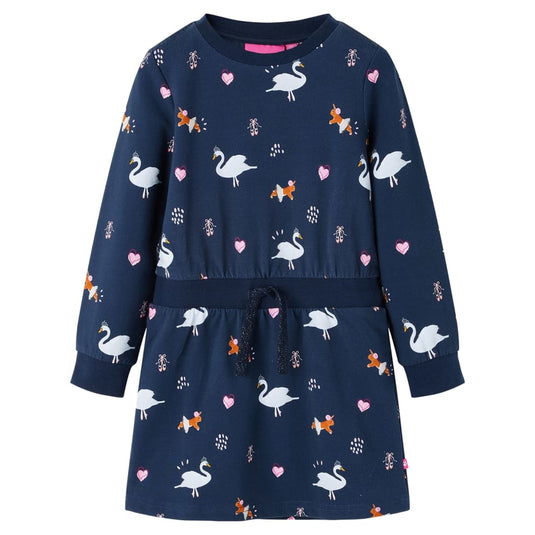 Vidaxl kinderjurk met lange mouwen 128 marineblauw
