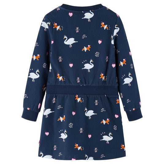 Vidaxl kinderjurk met lange mouwen 128 marineblauw