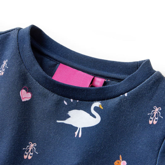 Vidaxl kinderjurk met lange mouwen 128 marineblauw